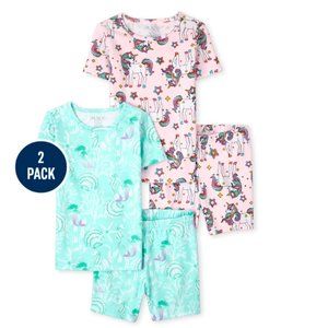 Girls Unicorn and Mermaid Cotton Pajamas 2-Pack